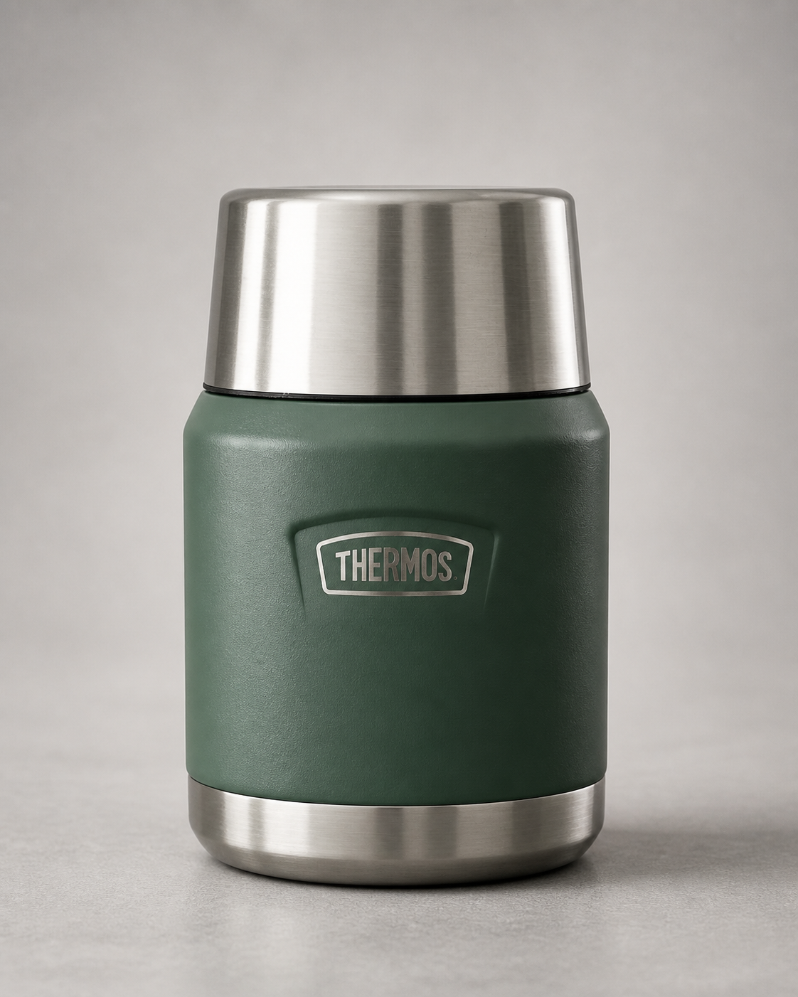 Grünes Thermos Speisegefäß mit Edelstahlbecher